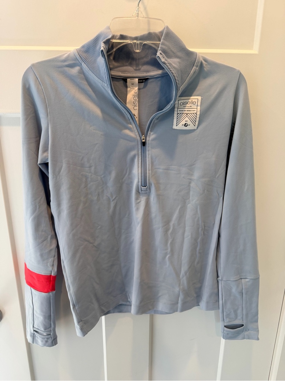 Oiselle Women’s 4 Blue Quarter Zip Running Pullover Thumbholes NEW